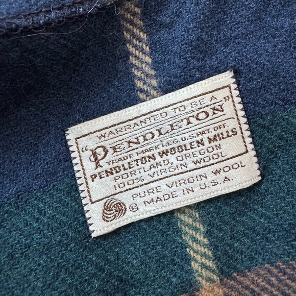 Pendleton 100% Wool Vintage Wrap Shawl Poncho - Blue Plaid - Like New - One Size - Picture 6 of 15